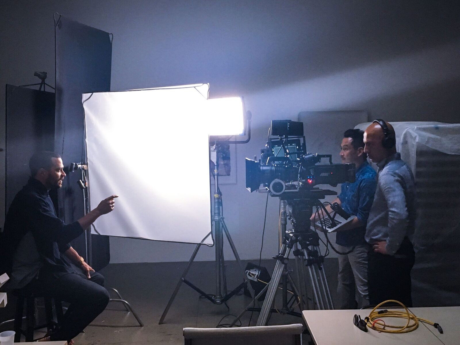 Glenn Kaino and Afshin Shahidi filming documentation of With Drawn Arms with Executive Producer Jesse Williams. Photo credit Deon Jones_preview